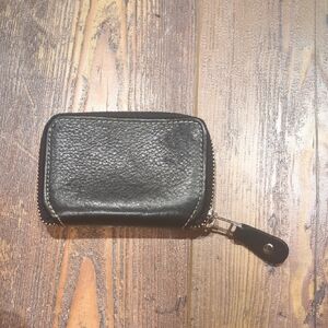 Black Leather Zip Wallet
